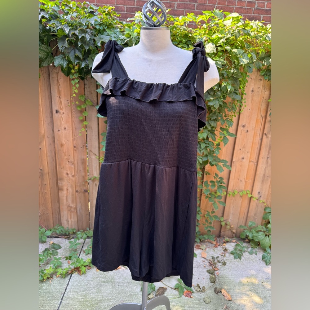 Smash + Tess Black Ruffle Short Jumpsuit